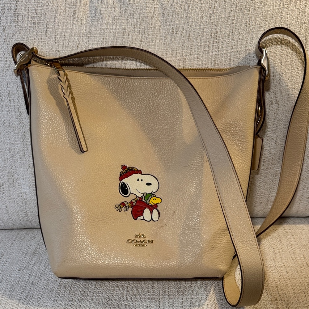 Coach Beige Snoopy Leather Crossbody Bag